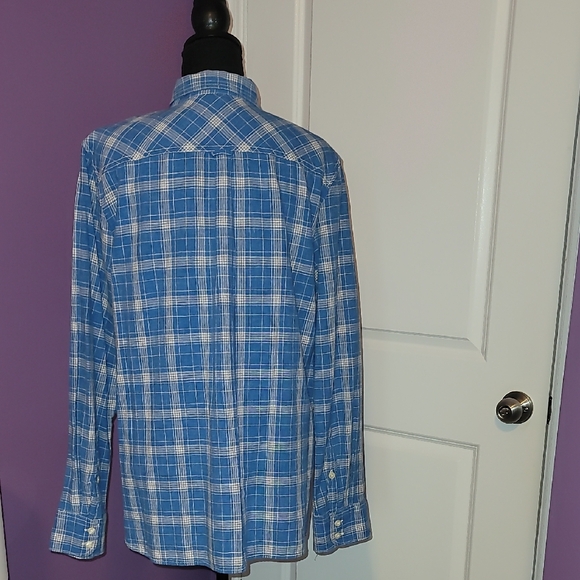 J Crew Women's Boy Fit Multi Plaid half button down L/S shirt Sz: Large - Picture 5 of 8